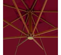 Parasol en porte-à-faux avec mât en bois 400 x 300 cm Bordeaux WIS