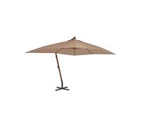 Parasol en porte-à-faux avec mât en bois 400x300 cm Taupe