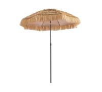 Parasol exotique droit acier imitation bois et paille MONACO