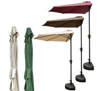 Parasol Extérieur Semi-Circulaire De 8,5 Pieds, Parasol De Patio Extérieur Portable, Bas À Contrepoids, for Petit Balcon, Café, Terrasse(Khaki)