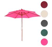Mendler Parasol de jardin Florida – Ø 3 m – Polyester/bois – Mécanisme manuel – Rose