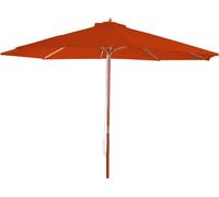 Parasol Florida, Parasol De Marché, Ø 3m Polyester/Bois Terre-Cuite Orange