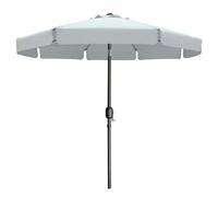 Parasol Hexagonal En Acier - Marbueno Summer - D270 Cm - Blanc - 8 Baleines - Pliable Et Portable - Toit Type Cheminée Multicolore