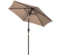 Parasol hexagonal inclinable dim. Ø 2,3 x 2,16H m métal polyester haute densité beige