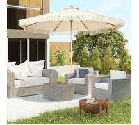 Parasol hexagonale inclinable avec manivelle à franges style bohème 8 baleines Ø 265 x 244H cm crème |