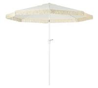 Parasol inclinable de jardin style bohème à franges polyester haute densité crème Crème