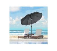 Outsunny Parasol de plage parasol de jardin extérieur Ø 180 cm inclinable protection UV 50 + avec 8 baleines sac de transport inclus gris foncé