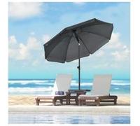 Outsunny Parasol de plage parasol de jardin extérieur Ø 180 cm inclinable protection UV 50 + avec 8 baleines sac de transport inclus gris foncé