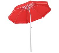 Outsunny Parasol de plage parasol inclinable octogonal Ø 180 cm tissu polyester haute densité anti-UV hauteur réglable mât aluminium sac de transport inclus rouge