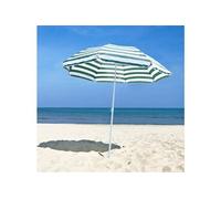 Outsunny Parasol de plage inclinable 180 cm, polyester haute densité anti-UV, vert blanc rayé