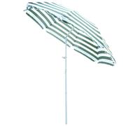 Parasol inclinable octogonal de plage Ø 180 cm tissu polyester haute densité anti-UV mât démontable vert blanc rayé