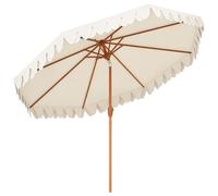 Outsunny Parasol de jardin Parasol droit inclinable rond Ø 264 cm avec volants tissu polyester haute densité anti-UV mât démontable 8 baleines - crème