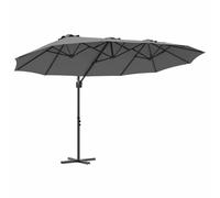 Parasol inclinable pratique moderne 372 x 198 x 243 cm en polyester anthracite