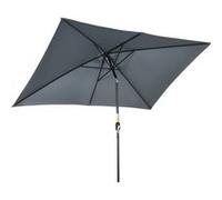 Outsunny Parasol de jardin Parasol droit inclinable rectangulaire aluminium polyester haute densité 3 x 2 m gris foncé