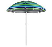 Outsunny Parasol de plage parasol inclinable rond parasol d'extérieur hauteur réglable protection UV40 sac de transport inclus alu. polyester multicolore