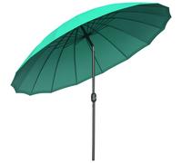 Outsunny Parasol droit parasol de jardin inclinable rond avec 18 baleines manivelle mât en métal fibre de verre Ø 2,5 m polyester haute densité vert