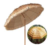 Parasol Inclinable Rond De Plage Ø 180cm Parasol Paille Hawaii Hauteur Réglable Anti-UV Pliant pour Jardin, Extérieure, Patio