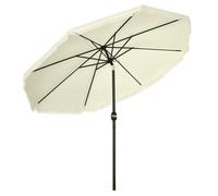 Outsunny Parasol de jardin rond inclinable Ø 268 cm – polyester haute densité, franges, crème