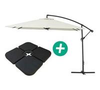 Parasol Jardin Déporté Alu "Ilios 3" - Carré - 3 X 3 M - Ecru - Dalles Incluses Beige