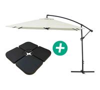 Parasol jardin déporté Alu "Ilios 3" - Carré - 3 x 3 m - Ecru - Dalles incluses