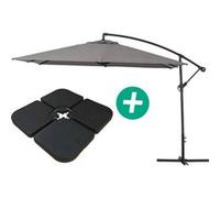 Parasol jardin déporté Alu "Ilios 3" - Carré - 3 x 3 m - Gris - Dalles incluses 3 G