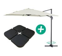 Parasol Jardin Déporté Alu "Sun 3" - Carré - 3 X 3 M - Ecru - Dalles Incluses Beige
