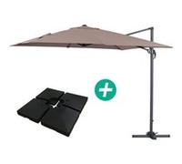 parasol jardin déporté alu sun 3 - carré - 3 x 3 m - taupe - dalles incluses Taupe G