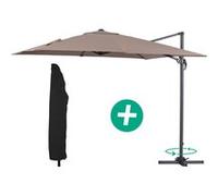 parasol jardin déporté alu sun 3 - carré - 3 x 3 m - taupe + housse de protection Taupe G