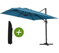 Habitat Et Jardin Parasol jardin déporté Alu Sun 4 - Rectangle - 3 x 4 m - Bleu + Housse de protection
