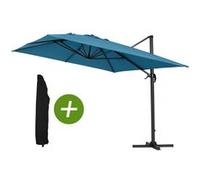parasol jardin déporté alu sun 4 - rectangle - 3 x 4 m - bleu + housse de protection Bleu G