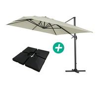 parasol jardin déporté alu sun 4 - rectangle - 3 x 4 m - ecru - dalles à lester incluses