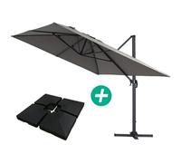 Parasol jardin déporté Alu "Sun 4 " - Rectangle - 3 x 4 m - Gris - Dalles à lester incluses