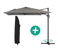 parasol jardin déporté alu sun 4 - rectangle - 3 x 4 m + housse de protection - gris