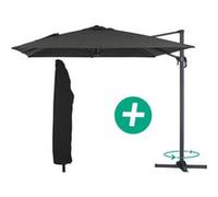 parasol jardin déporté alu sun 4 - rectangle - 3 x 4 m + housse de protection - noir Noir G