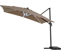Parasol Jardin Déporté Led Alu "Sun 4 Luxe" - Rectangle - 3 X 4 M - Taupe Marron