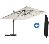Parasol Jardin déporté en Aluminium Sky 4" - 3 x 4 m - Ecru - avec Housse
