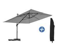 Parasol jardin déporté en aluminium ""Sky 4"" - 3 x 4 m - Gris - Avec Housse