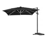 Parasol Jardin Déporté Led Alu "Sun 3 Luxe" - Carré - 3 X 3 M - Noir Noir