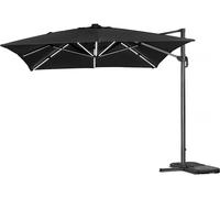 Parasol Jardin Déporté Led Alu "Sun 3 Luxe" - Carré - 3 X 3 M - Noir Noir