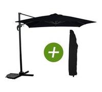 parasol jardin déporté soleil - carré - 2.5 x 2.5 m - noir + housse de protection G