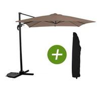 Parasol Jardin D?Port? Soleil - Carr? - 2.5 X 2.5 M - Taupe + Housse De Protection