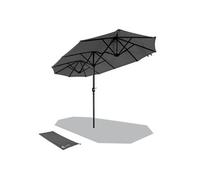 vounot® Parasol de Jardin Double Aluminium 150 x 300cm avec Manivelle Toile 180 GR/m2 Protection Solaire Hauteur 226cm Résistant à l'eau Housse de Protection Inclus Gris