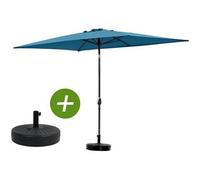 parasol jardin sol 2 - rectangle - 2 x 3 m - bleu + dalles à lester incluses