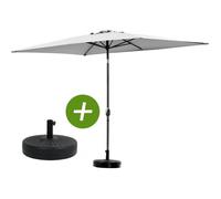 Parasol jardin ""Sol 2"" - Rectangle - 2 x 3 m - Gris + Dalles à lester incluses