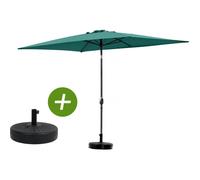Parasol jardin ""Sol 2"" - Rectangle - 2 x 3 m - Vert + Dalles à lester incluses