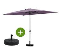parasol jardin sol 2 - rectangle - 2 x 3 m - violet + dalles à lester incluses