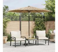 Parasol LED - Mât en acier - Marron - Carré - 268 x 268 cm - En polyester - Manivelle - Fonction d'inclinaison - Toit de paille à 8 couches - Pour jardin, terrasse, balcon - Protection UV - Ambiance
