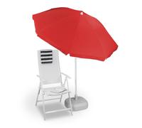 Relaxdays Parasol, Ø 180 cm, hauteur réglable, inclinable, rond, polyester, acier, jardin, balcon, plage, rouge