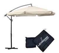 Parasol Lehmann Ø 300 cm avec support, protection UV, étanche (beige)