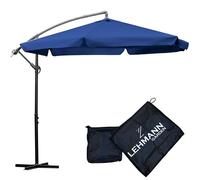 Parasol Lehmann Ø 300 cm avec support, protection UV, étanche (bleu marine)